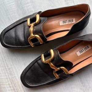 Bibi Lou Zagreb Anthropologie Black Leather Loafers